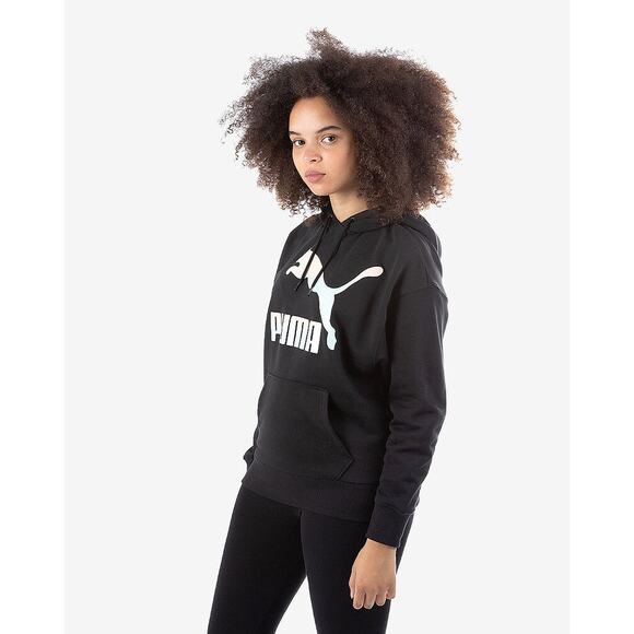 NEW Puma Classics Logo Hoodie Black Iridescent Women’s XL 531861-71 - Picture 3 of 6